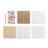 midori style traveler's notebook with Rose design, refills and accessories
