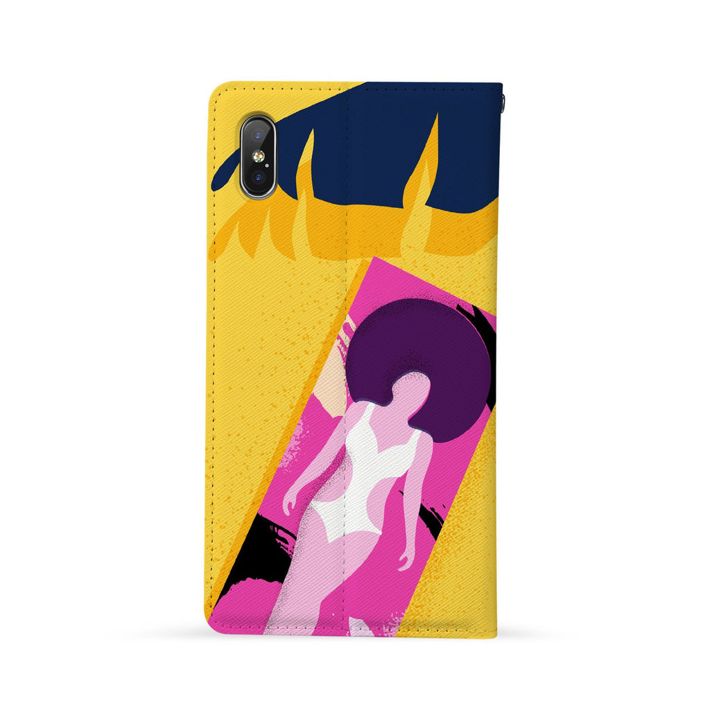 Back Side of Personalized Huawei Wallet Case with Hello Summer design - swap