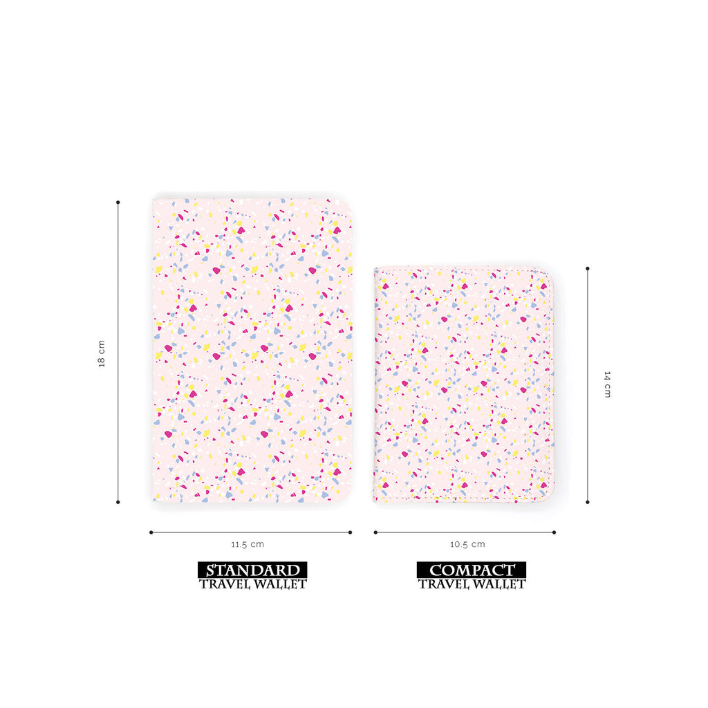 comparison of two sizes of personalized RFID blocking passport travel wallet with Patry Pattern design