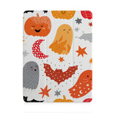 front and back view of personalized iPad case with pencil holder and Halloween design