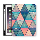 frontview of personalized iPad folio case with Aztec Tribal design