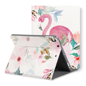 The back view of personalized iPad folio case with Flamingo design - swap