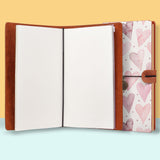 the front top view of midori style traveler's notebook with Love design