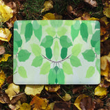 flat view of personalized RFID blocking passport travel wallet with Leaves design