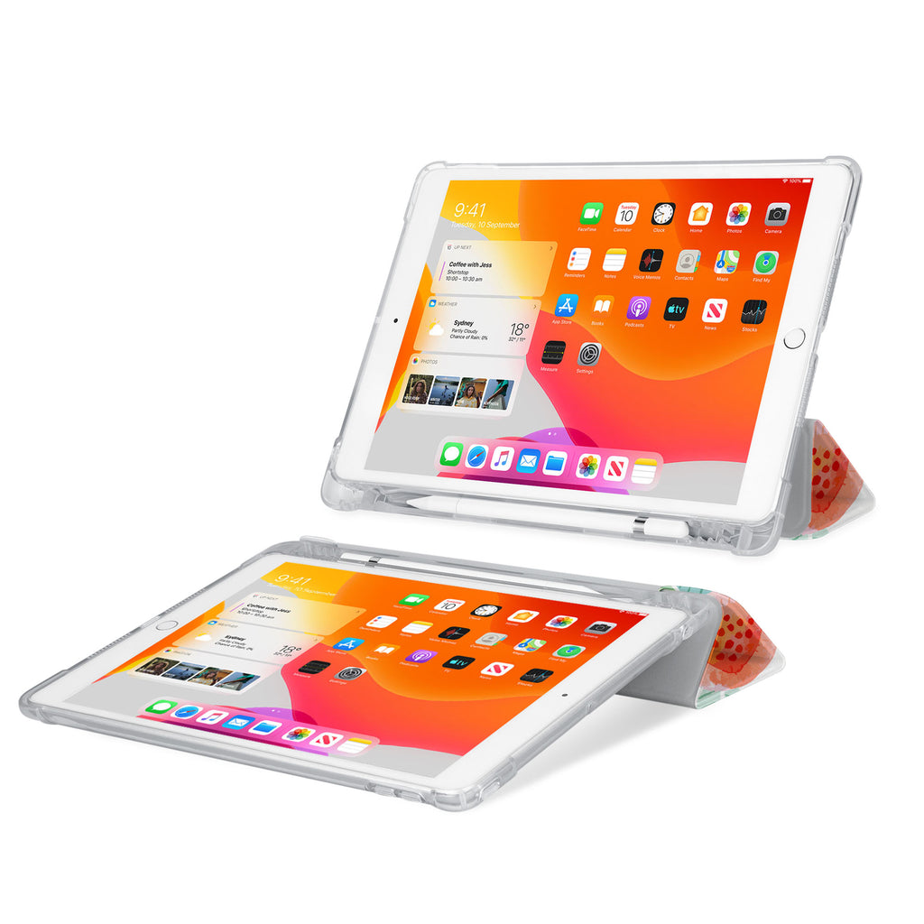 iPad SeeThru Casd with Rose Design Rugged, reinforced cover converts to multi-angle typing/viewing stand