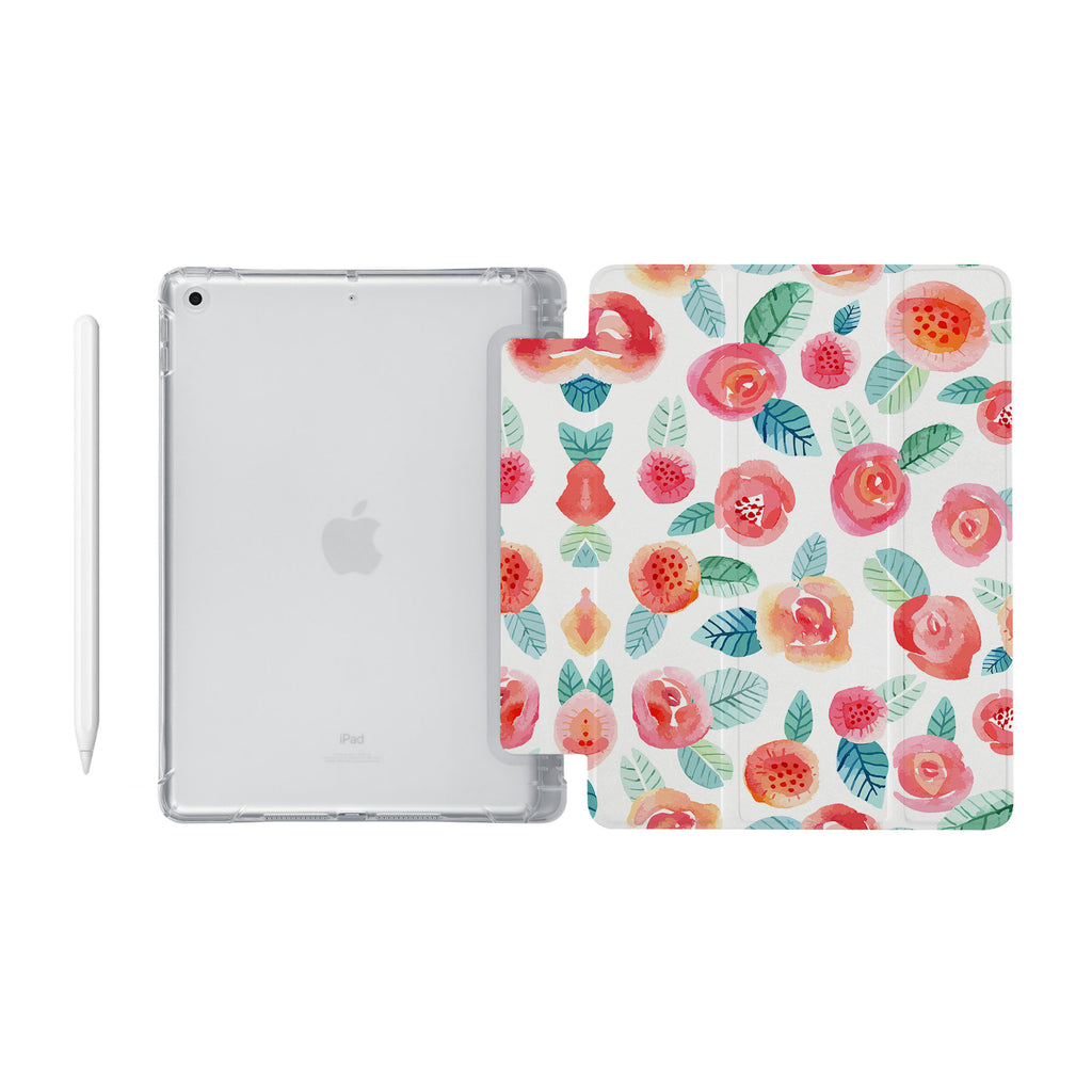 iPad SeeThru Casd with Rose Design Fully compatible with the Apple Pencil