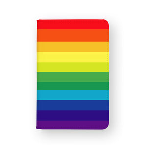 front view of personalized RFID blocking passport travel wallet with Rainbow design