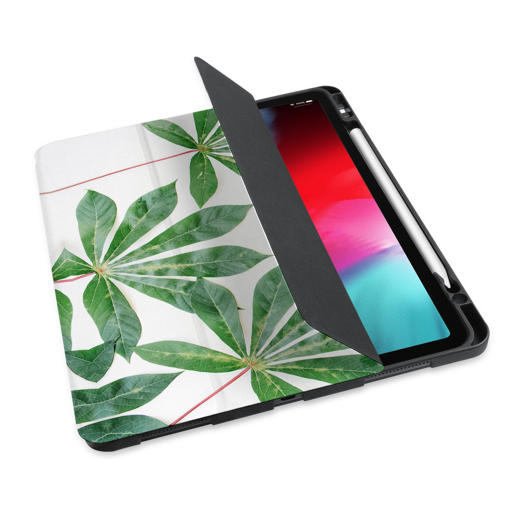 personalized iPad case with pencil holder and Flat Flower design - swap