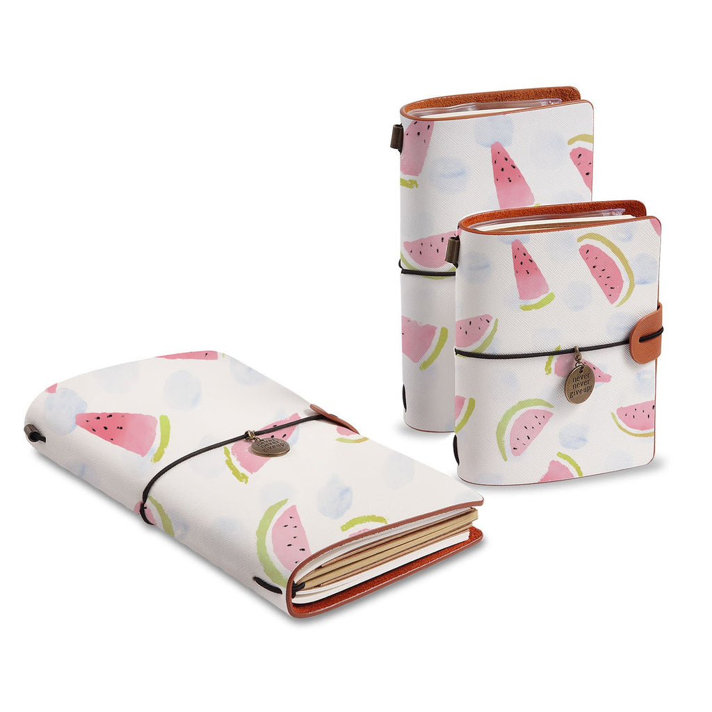 three size of midori style traveler's notebooks with Fruit Red design