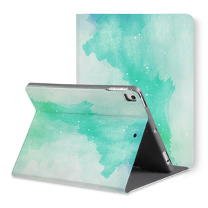 The back view of personalized iPad folio case with Abstract Watercolor Splash design - swap