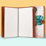 the front top view of midori style traveler's notebook with Pink Flower 2 design