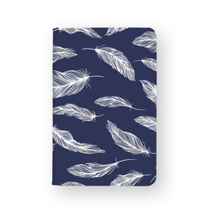 front view of personalized RFID blocking passport travel wallet with Feather design