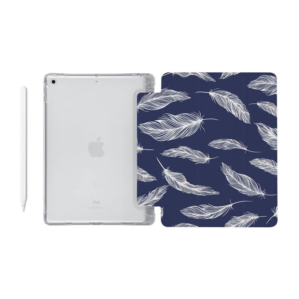 iPad SeeThru Casd with Feather Design Fully compatible with the Apple Pencil