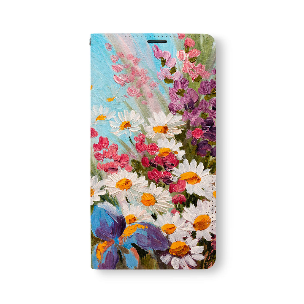 Front Side of Personalized Samsung Galaxy Wallet Case with OilPaintingFlower design