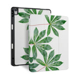 front back and stand view of personalized iPad case with pencil holder and Flat Flower design - swap
