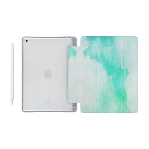 iPad SeeThru Casd with Abstract Watercolor Splash Design Fully compatible with the Apple Pencil