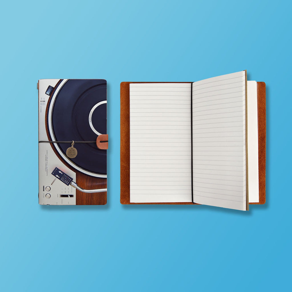 the front top view of midori style traveler's notebook with Retro Vintage design