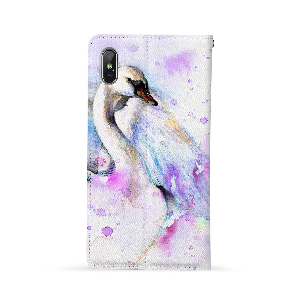 Back Side of Personalized iPhone Wallet Case with Swan design - swap