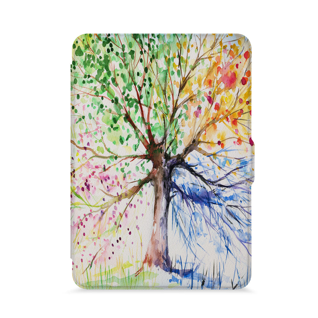 front view of personalized kindle paperwhite case with Watercolor Flower design - swap