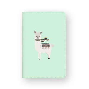 front view of personalized RFID blocking passport travel wallet with Liama And Cactus design