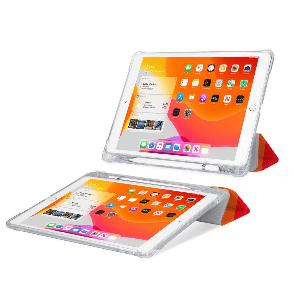 iPad SeeThru Casd with Rainbow Design Rugged, reinforced cover converts to multi-angle typing/viewing stand