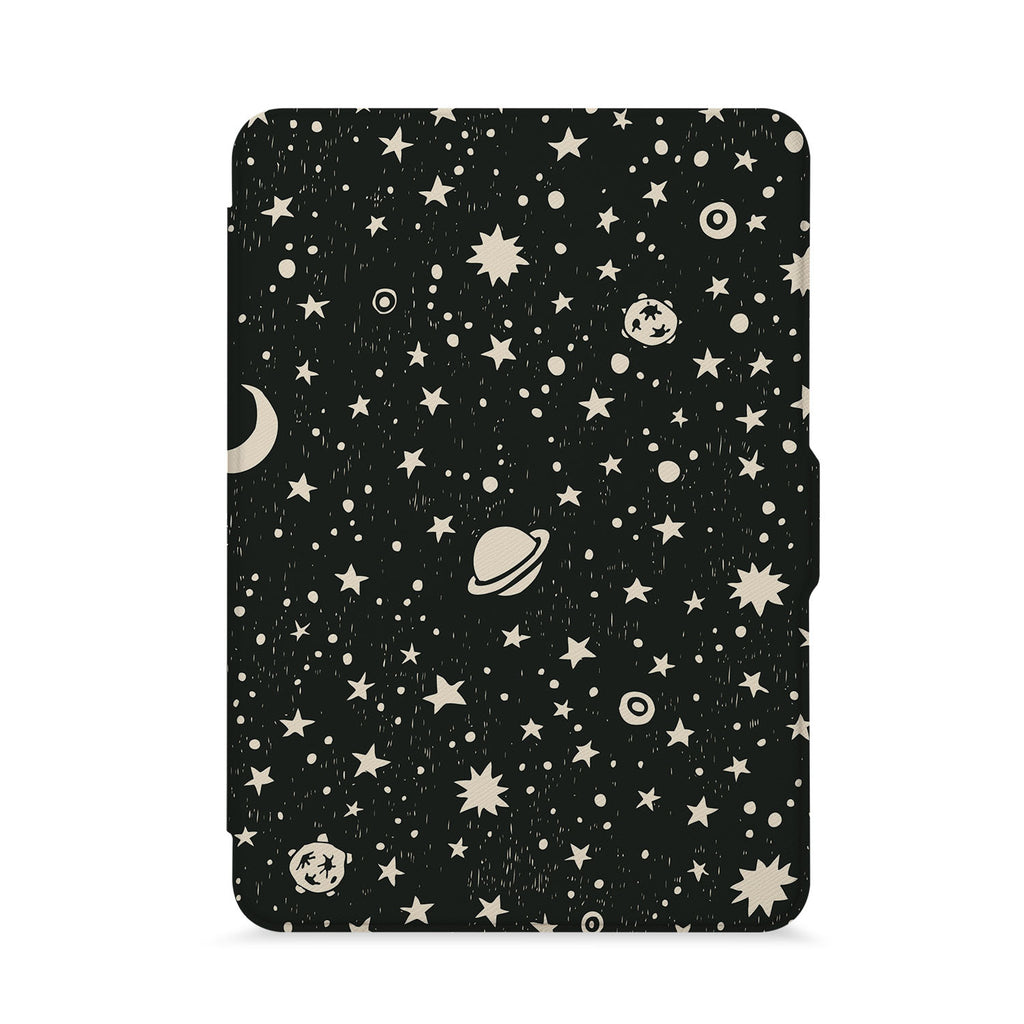 front view of personalized kindle paperwhite case with Space design - swap