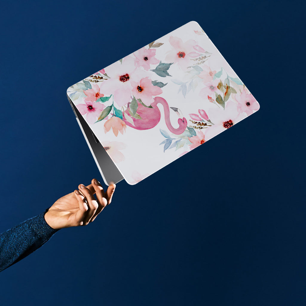 personalized microsoft laptop case features a lightweight two-piece design and Flamingo print